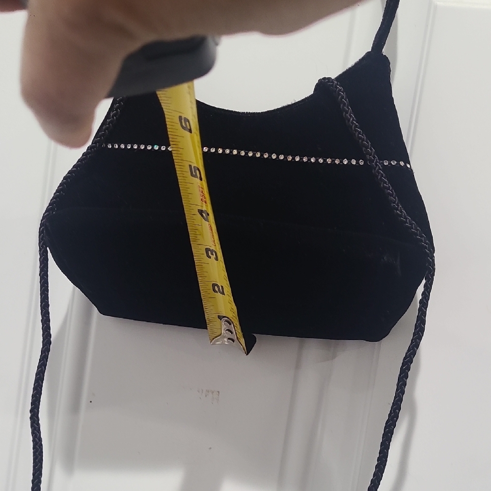 Black Shoulder Bag with Rhinestone Accent - Picture 9 of 9